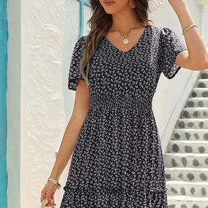 Black Floral Tiered Maxi Dress